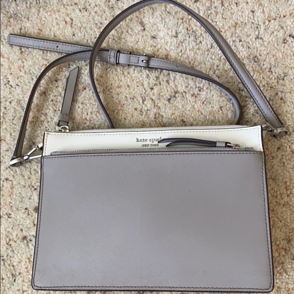 Kate Spade Gray and white crossbody